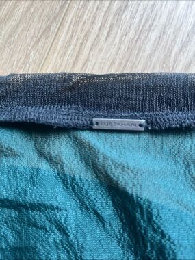 Elie Tahari Teal Shell with Black leather sleeves